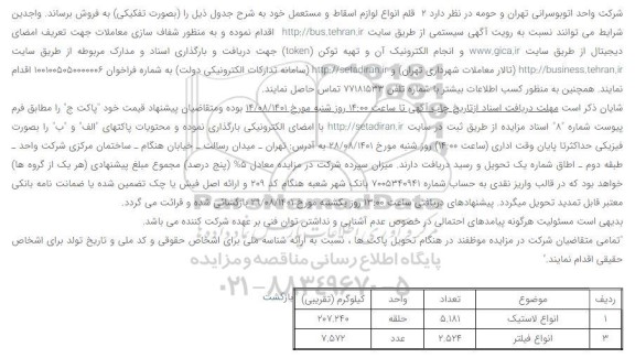مزایده 2  قلم انواع لوازم اسقاط و مستعمل 