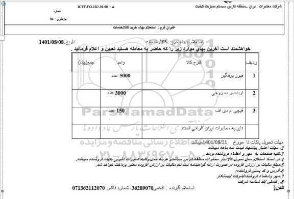 استعلام فیوز برقگیر....