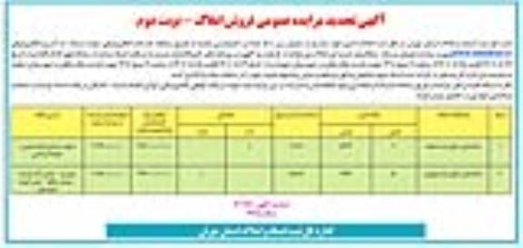 تجدید مزایده فروش املاک مازاد بر احتیاج - نوبت دوم