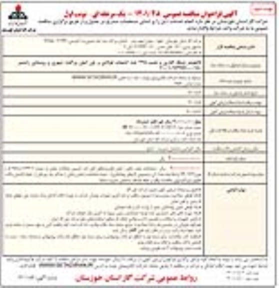 مناقصه 8 کیلومتر شبکه گذاری و نصب 225 عدد انشعاب فولادی و پلی اتیلن - نوبت دوم 