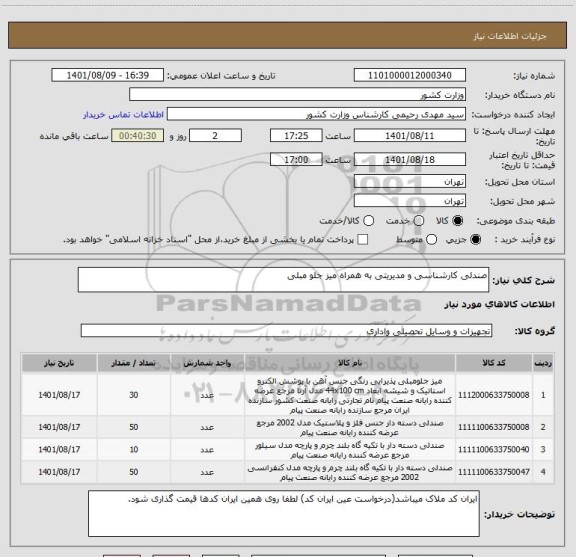 استعلام صندلی کارشناسی و مدیریتی به همراه میز جلو مبلی