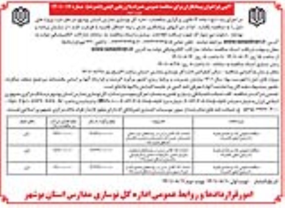 مناقصه احداث تک کلاس درس - نوبت دوم