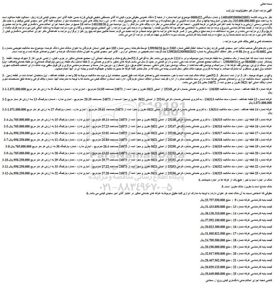 مزایده فروش ملک 