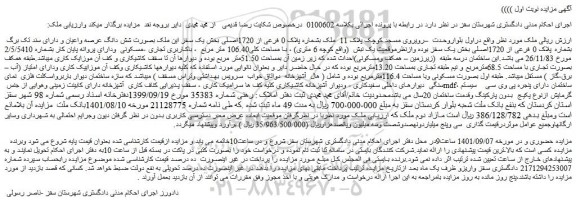 مزایده فروش ملک بشماره پلاک 0 فرعی از 1720اصلی  