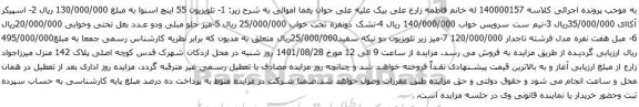 آگهی مزایده 1- تلویزیون 55 اینچ اسنوا و...