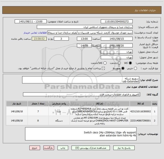 استعلام سوییچ شبکه 
usb Extended