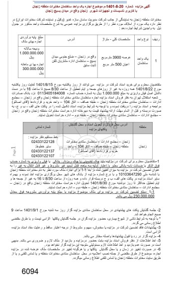 مزایده اجاره یک واحد ساختمان با کاربری تاسیسات و تجهیزات شهری