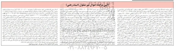 مزایده ششدانگ پلاک ثبتی 1 فرعی از 5991 اصلی واقع در بخش 1