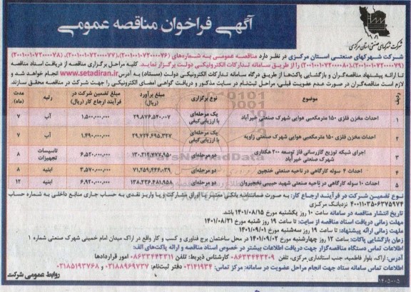 فراخوان مناقصه احداث مخزن فلزی 150 مترمکعبی هوایی.....