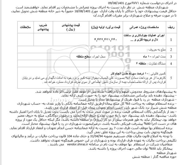 استعلام اجرای عملیات جوشکاری و ساخت دال و دریچه فلزی و ... 