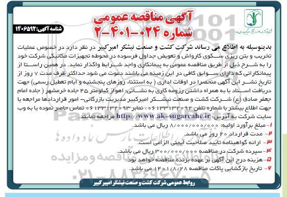 مناقصه عملیات تخریب و بتن ریزی سکوی کارواش و تعویض جداول فرسوده