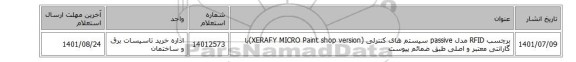 برچسب RFID مدل passive سیستم های کنترلی  (XERAFY MICRO Paint shop version)با گارانتی معتبر و اصلی طبق ضمائم پیوست