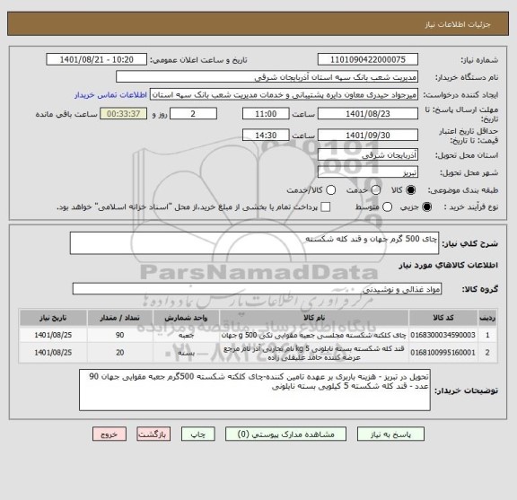استعلام چای 500 گرم جهان و قند کله شکسته