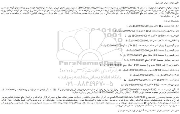 مزایده فروش اوش پشته بمساحت 18/2 هکتار و...