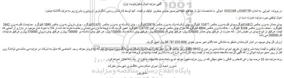 مزایده فروش چای ممتاز به وزن خالص 14812کیلوگرم،چای قلم به وزن خالص 31677 کیلوگرم