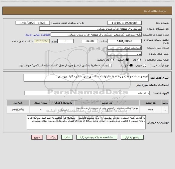 استعلام تهیه و ساخت و نصب و راه اندازی تابلوهای آسانسور طبق اسکوپ کاری پیوستی
