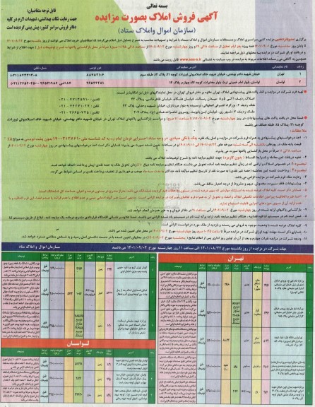 مزایده فروش املاک 