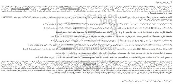 مزایده فروش قالیچه دو تخته جفت نقشه اذری وسه گل چسبیده  و...