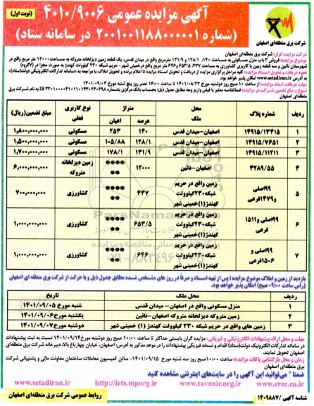 مزایده فروش 3 باب منزل مسکونی ...