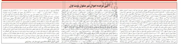 مزایده عرصه و اعیان یک باب ساختمان به شماره 423 فرعی از 10659 اصلی
