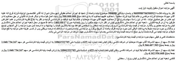 مزایده فروش سهام 