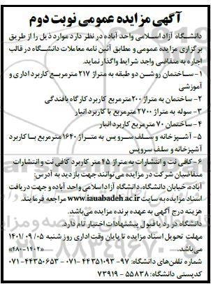 مزایده ساختمان روشن دو طبقه به متراژ 217 مترمربع کاربرد اداری و آموزشی ...-نوبت دوم