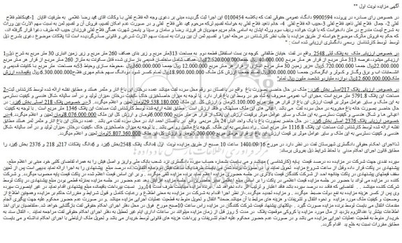 مزایده ملک به پلاک ثبتی 2548