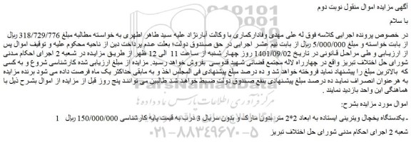 مزایده فروش  یکدستگاه یخچال ویترینی ایستاده به ابعاد 2*2 متر بدون مارک و بدون سریال 3 درب 