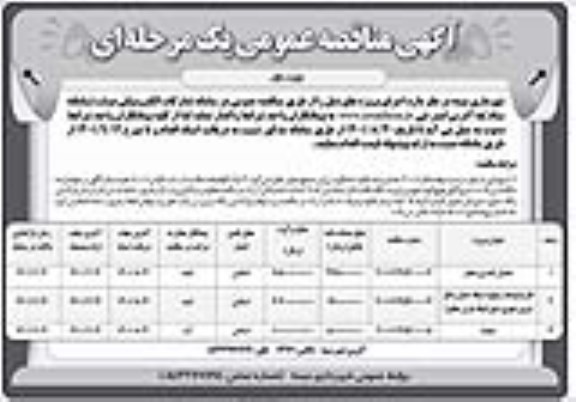 مناقصه جدول گذاری معابر... 
