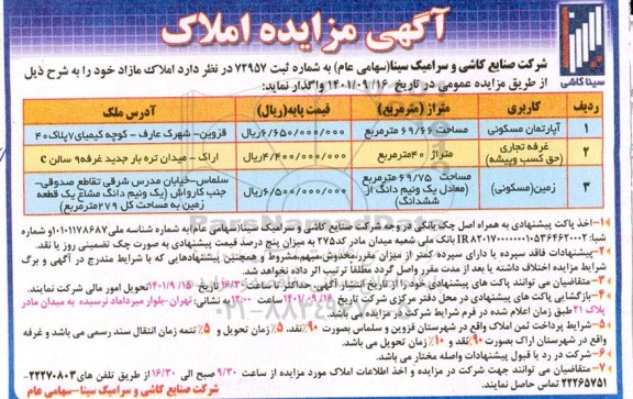 مزایده املاک