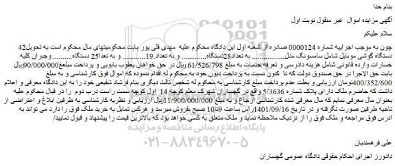 مزایده فروش 42 دستگاه گوشی موبایل شامل سامسونگ