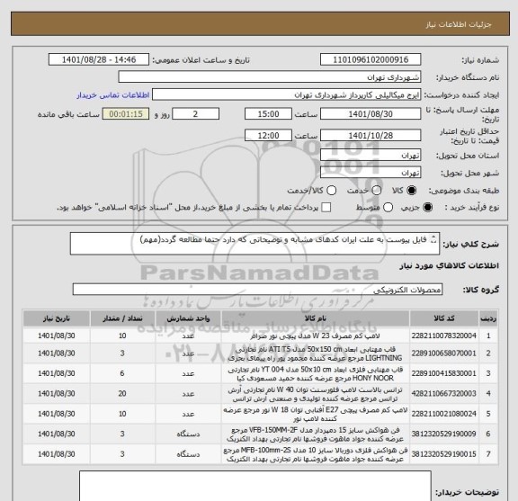 استعلام فایل پیوست به علت ایران کدهای مشابه و توضیحاتی که دارد حتما مطالعه گردد(مهم)

هماهنگی 09123138548 گودرزی
پرداخت اعتباری 60 الی 90 روزه