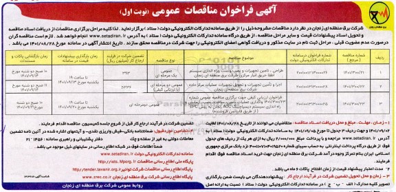 فراخوان مناقصه طراحی، تامین تجهیزات و نصب و تست و راه اندازی سیستم اطفا حریق انبار مرکزی... 