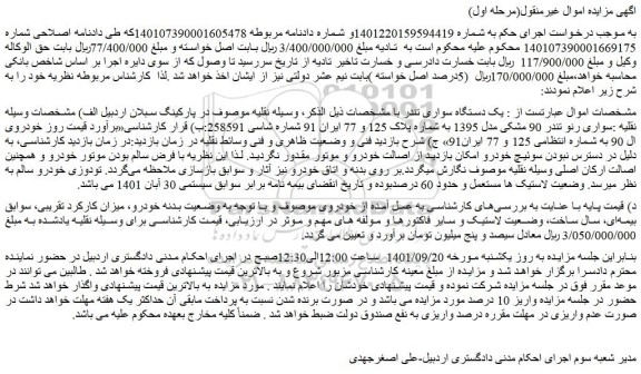 مزایده فروش خودرو سواری رنو تندر 90 مشکی مدل 1395  