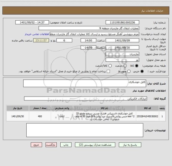استعلام کابل جوشکاری