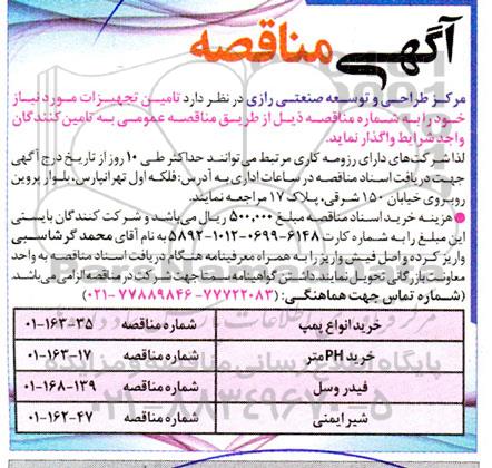 مناقصه خرید انواع پمپ ...