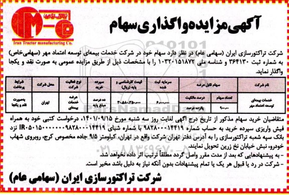 مزایده واگذاری سهام