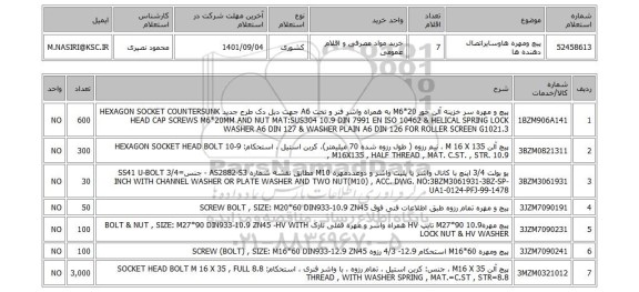 استعلام، پیچ ومهره هاوسایراتصال دهنده ها