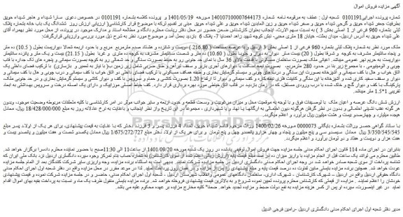 مزایده ملک پلاک ثبتی بشماره 960 فرعی از 1 اصلی