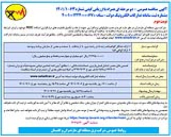 مناقصه خرید و نصب ماژولهای نرم افزاری جهت ارتقاء و تکمیل قابلیت های نرم افزاری اسکادا RDC - نوبت دوم