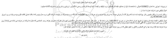 مزایده فروش تعداد 4 لنگه درب ضدسرقت از تولیدات شرکت آلتون درب مدل ونوس که اسکلت اصلی