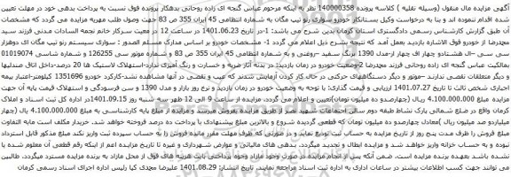 آگهی مزایده سواری سیستم رنو تیپ مگان ای دوهزار سی سی –ال هشتادو چهار اف چهار ار