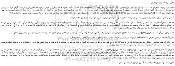 مزایده فروش اراضی و املاک 