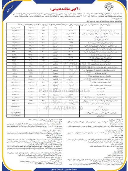 مناقصه عملیات تکمیل ساختمان جدیدالاحداث آتش نشانی نوبت دوم 