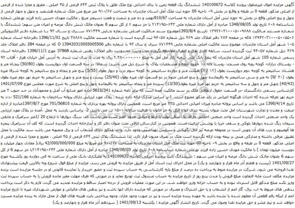 مزایده ششدانگ یک قطعه زمین