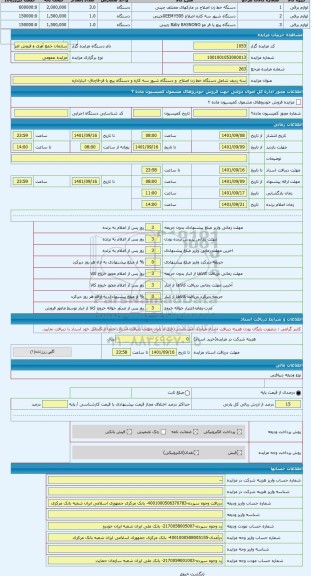 مزایده ، سه ردیف شامل دستگاه خط زن اصلاح  و دستگاه شیور سه کاره و دستگاه پیچ با فر-قاچاق- انباراداره