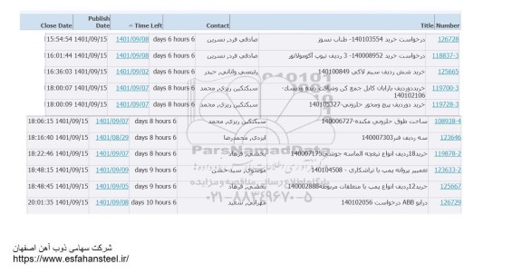 استعلام خرید 140103554 طناب نسوز...