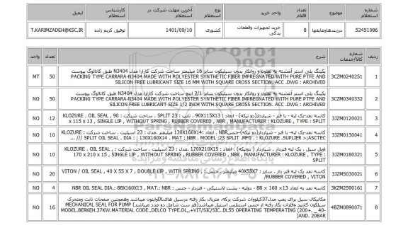 استعلام، درزبندهاوعایقها