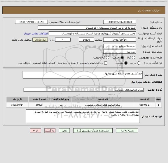استعلام خط کشی معابر سطح شهر چابهار
