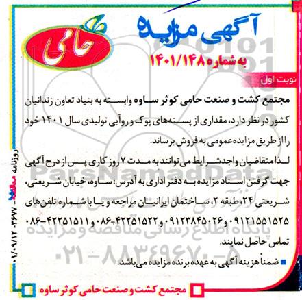 مزایده مقداری از پسته های پوک و روآبی